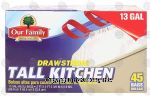 Our Family  drawstring tall kitchen trash bags, 13-gallon Center Front Picture