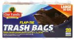 Our Family  trash bags, flap-tie, large 30-gallon Center Front Picture