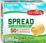 Our Family  53% vegetable oil spread, 4-quarters Center Front Picture