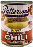 Patterson's  beef hot dog chili Center Front Picture