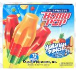 Bomb Pop Hawaiian Punch orange ocean, fruit juicy red & green berry rush frozen confection, 12-pops Center Front Picture