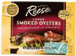 Reese  petite smoked oysters in cottonseed oil, salt added Center Front Picture