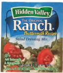 Hidden Valley  original ranch salad dressing mix, buttermilk recipe add buttermilk & mayonnaise makes 16 fl. oz. Center Front Picture