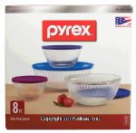 Pyrex  glass mixing bowls with lids, 4-sizes Center Front Picture