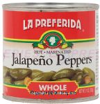 La Preferida  hot marinated whole jalapeno peppers Center Front Picture