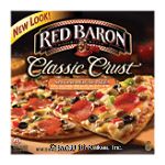 Red Baron Classic Crust special deluxe pizza; two cheese, sausage. mushrooms, pepperoni, black olives, green & red peppers Center Front Picture