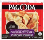 Pagoda  chicken potstickers; dumplings filled w/chicken & fresh cut cabbage & carrots, w/kikkoman soy sauce Center Front Picture