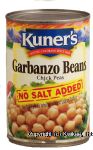 Kuner's  garbanzo beans, chick peas, no salt added Center Front Picture