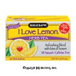 Bigelow Herb Tea Bags I Love Lemon All Natural Caffeine Free Center Front Picture