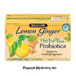 Bigelow Herb Plus lemon ginger tea with probiotics for healthy digestion, caffeine free, 18-bags Center Front Picture