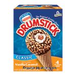 Nestle Drumstick vanilla caramel frozen dairy dessert cones, 4 cones Center Front Picture