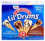 Nestle Drumstick lil' drums; vanilla with chocolately swirls and chocolate with chocolately swirls, 12 lil' cones Center Front Picture