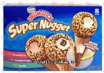 Nestle Drumstick super nugget; strawberry, vanilla fudge, and vanilla frozen dairy dessert cones, 8 cones Center Front Picture