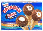 Nestle Drumstick crunch dipped; vanilla fudge, vanilla caramel, and vanilla frozen dairy dessert cones, 8 cones Center Front Picture