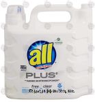 All Plus liquid laundry detergent with added whitening power, free & clear of perfumes or dyes, 158 loads Center Front Picture