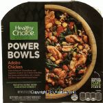 Healthy Choice Power Bowls adobo chicken bowl; chicken breast, vegetables over rice with chili sauce Center Front Picture