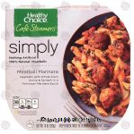 Healthy Choice simply cafe steamers; meatball marinara, w/ whole grain penne & spinach in a parmesan marinara sauce Center Front Picture