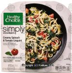 Healthy Choice Cafe Steamers simply; creamy spinach & tomato linguini in sauce Center Front Picture