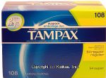 Tampax duopack 54 regular absorbency and 54 super absorbency tampons, cardboard applicator Center Front Picture