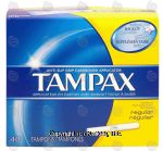 Tampax  regular absorbency tampons, anti-slip grip cardboard applicator Center Front Picture