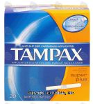 Tampax  super plus absorbency tampons, anti-slip grip carboard applicator Center Front Picture