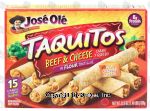 Jose Ole Taquitos beef & cheese in flour tortillas, 15 large 1.5 ounce taquitos Center Front Picture