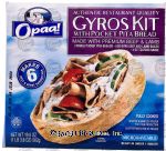 Opaa! Gyros Kit  w/pocket pita bread, 3 whole pocket pita breads, 8 oz gyro slices, 4 oz cucumber sauce, makes 6 Center Front Picture