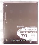 Top Flight  1 subject wide rule notebook, 70 sheets, 10.5in x 8in Center Front Picture