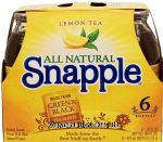 Snapple All Natural lemon tea made from green & black tea leaves, 16-fl. oz. Center Front Picture