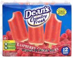 Dean's Country Fresh raspberry cream bars; vanilla lowfat ice cream with a raspberry sherbet coating, 12 pack Center Front Picture