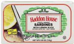 Haddon House  lightly smoked sardines with lemon slice in pure olive oil, salt added Center Front Picture