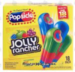 Popsicle Jolly Rancher ice pops, blue raspberry, cherry, grape, green apple, 18 pack Center Front Picture