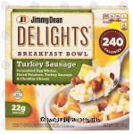 Jimmy Dean Delights turkey sausage breakfast bowl; scrambled egg whites, diced potatoes, turkey sausage & cheddar cheese Center Front Picture