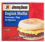 Jimmy Dean  english muffin sandwiches, sausage, egg & cheese, 4-count, fully cooked Center Front Picture