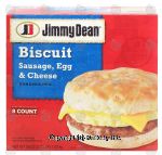 Jimmy Dean  biscuit, sausage, egg & cheese sandwiches, 8 count, fully cooked Center Front Picture