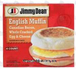 Jimmy Dean  english muffin sandwiches w/canadian bacon, whole cracked egg & cheese, 4 count Center Front Picture