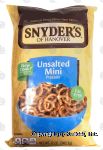 Snyder's Of Hanover  unsalted mini pretzels Center Front Picture