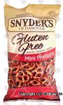 Snyder's Of Hanover Gluten Free mini pretzels, casein free, egg free Center Front Picture