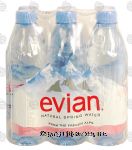 Evian  natural spring water 6- 500 ml bottles Center Front Picture