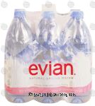 Evian  natural spring water, 6- 1 liter bottles Center Front Picture