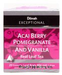 Dilmah Exceptional acai berry pomegranate and vanilla real leaf tea, 20-bags Center Front Picture