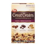 Post Selects Great Grains; whole grain cereal with raisins, dates & pecans Center Front Picture