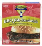 Dutch Farms  BBQ rib sandwich, boneless pork patty with barbecue sauce on a bun, fully cooked Center Front Picture