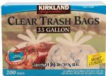 Kirkland Signature  clear trash bags with smart closure, 33 gallon Center Front Picture