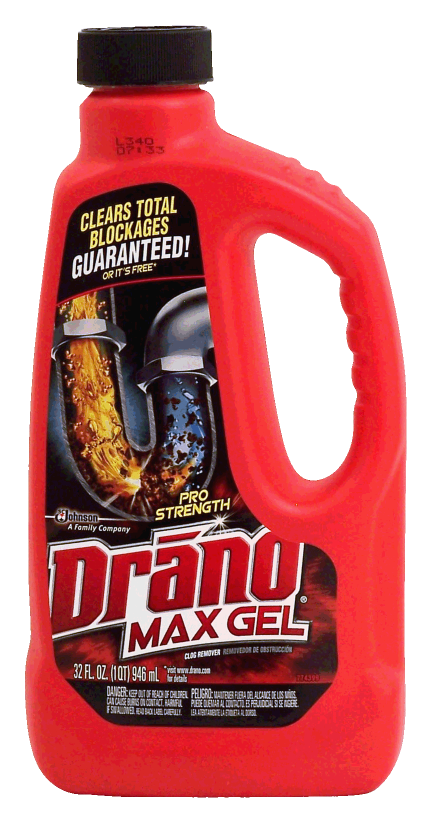 Drano Clog Remover, Max Gel, Pro Strength - 32 fl oz