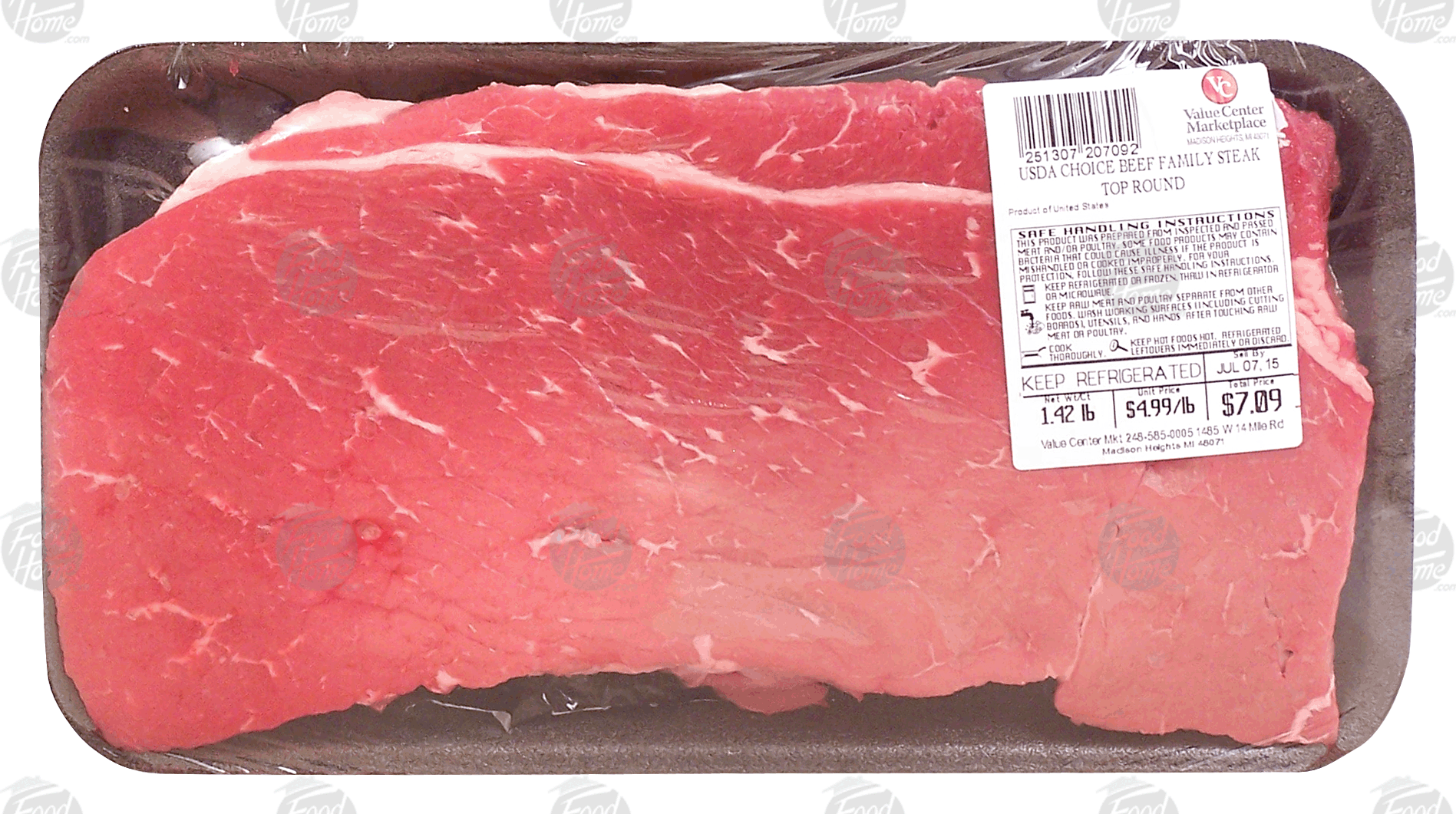 Groceries Express Com Product Infomation For Value Center Market Beef Family Steak Top Round Price Per Pound 2513070000