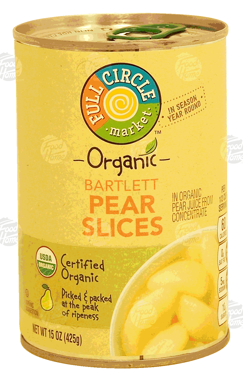 full circle market pear slices in pear juice, organic, bartlett